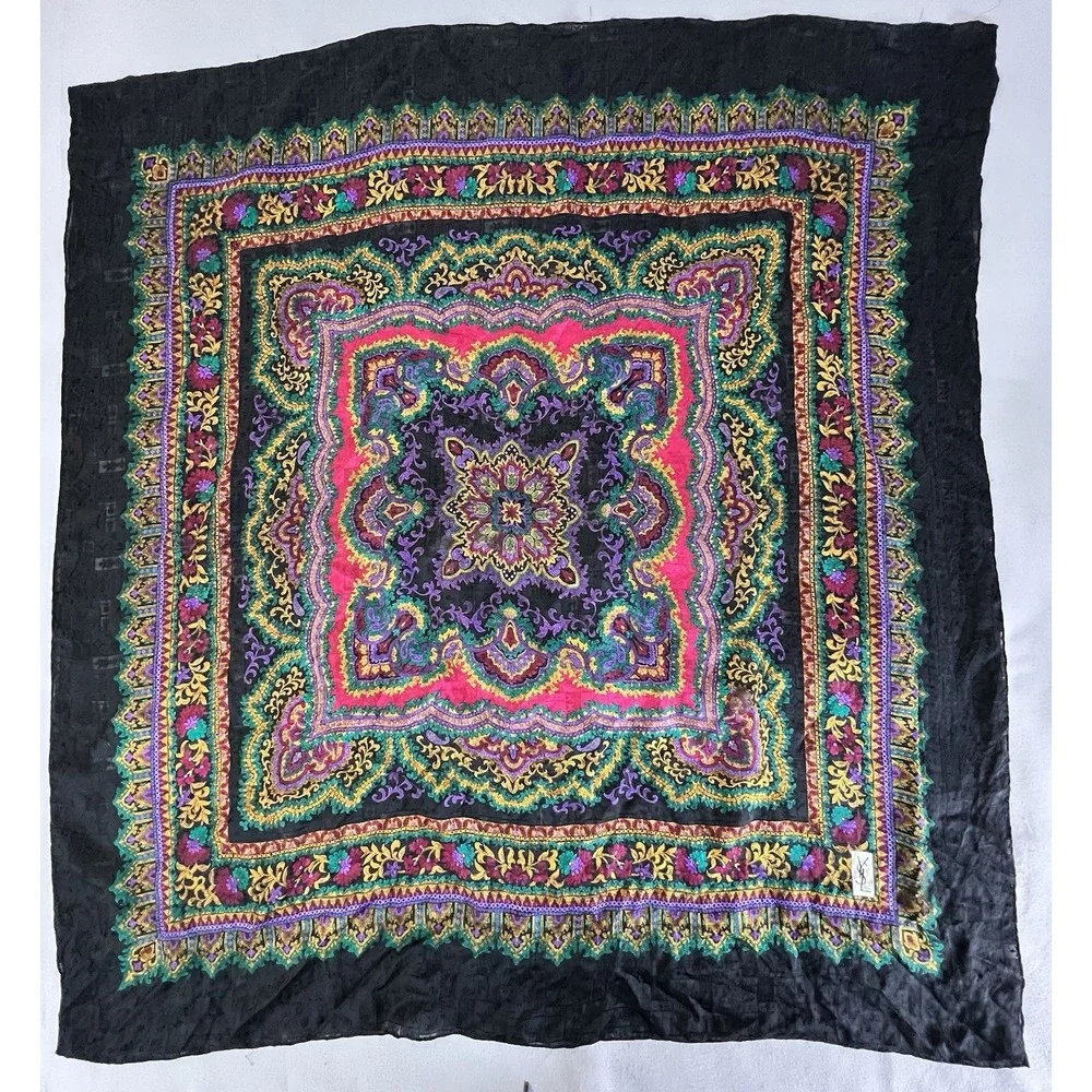 Vintage Yves‎ Saint Laurent Vintage  Scarf Colorful 42x40 Y2K
